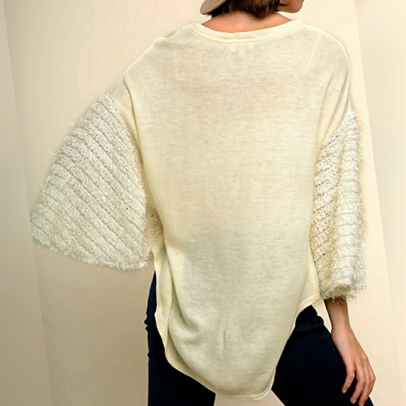 Umgee Light Knit Drop Shoulder Bell Sleeve Top - Picture 2 of 7